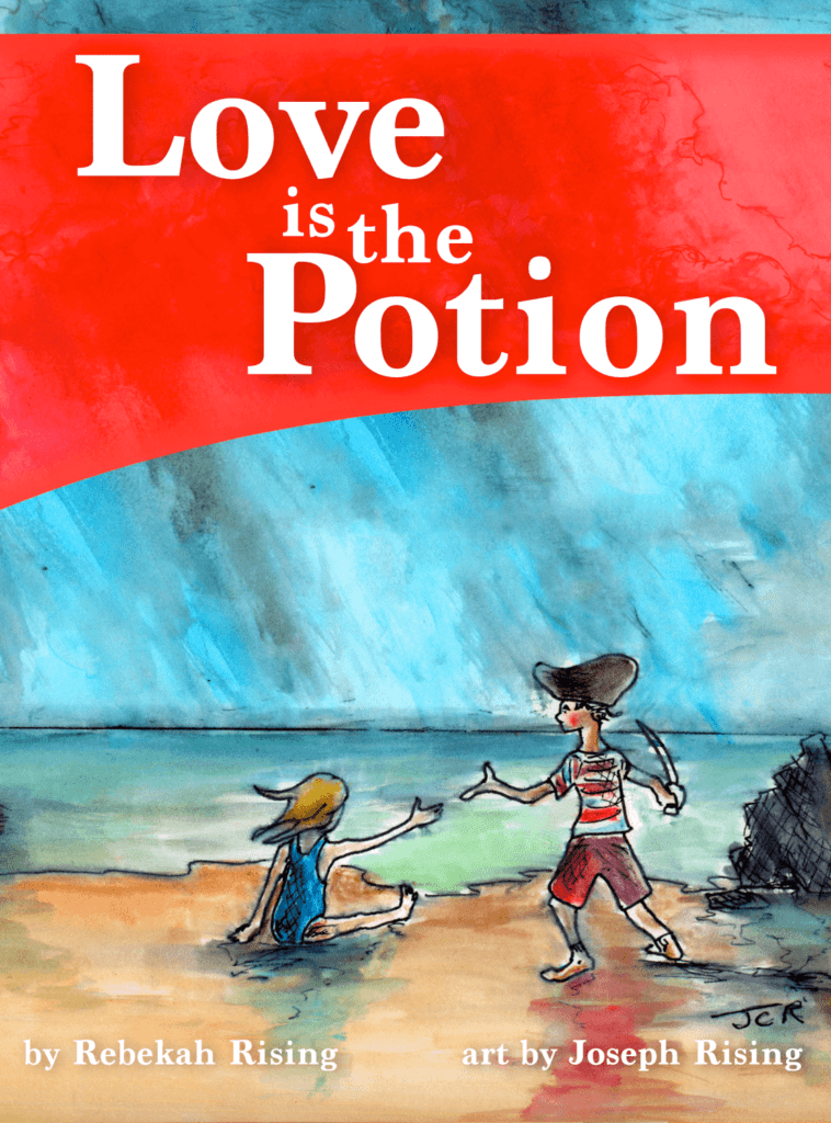 Book Cover of Illustraion of Boy saving Girl on stormy beach